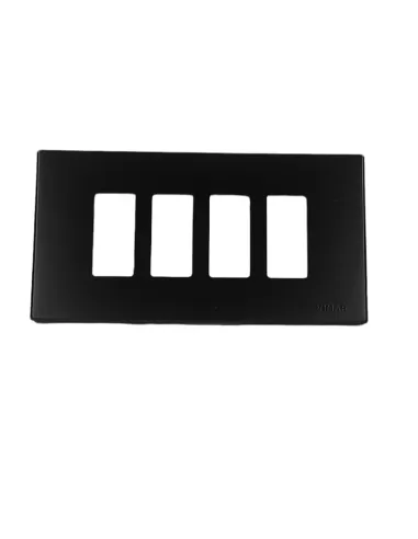 Vimar 08638.N 4-module plate with black snap-on aluminium finish